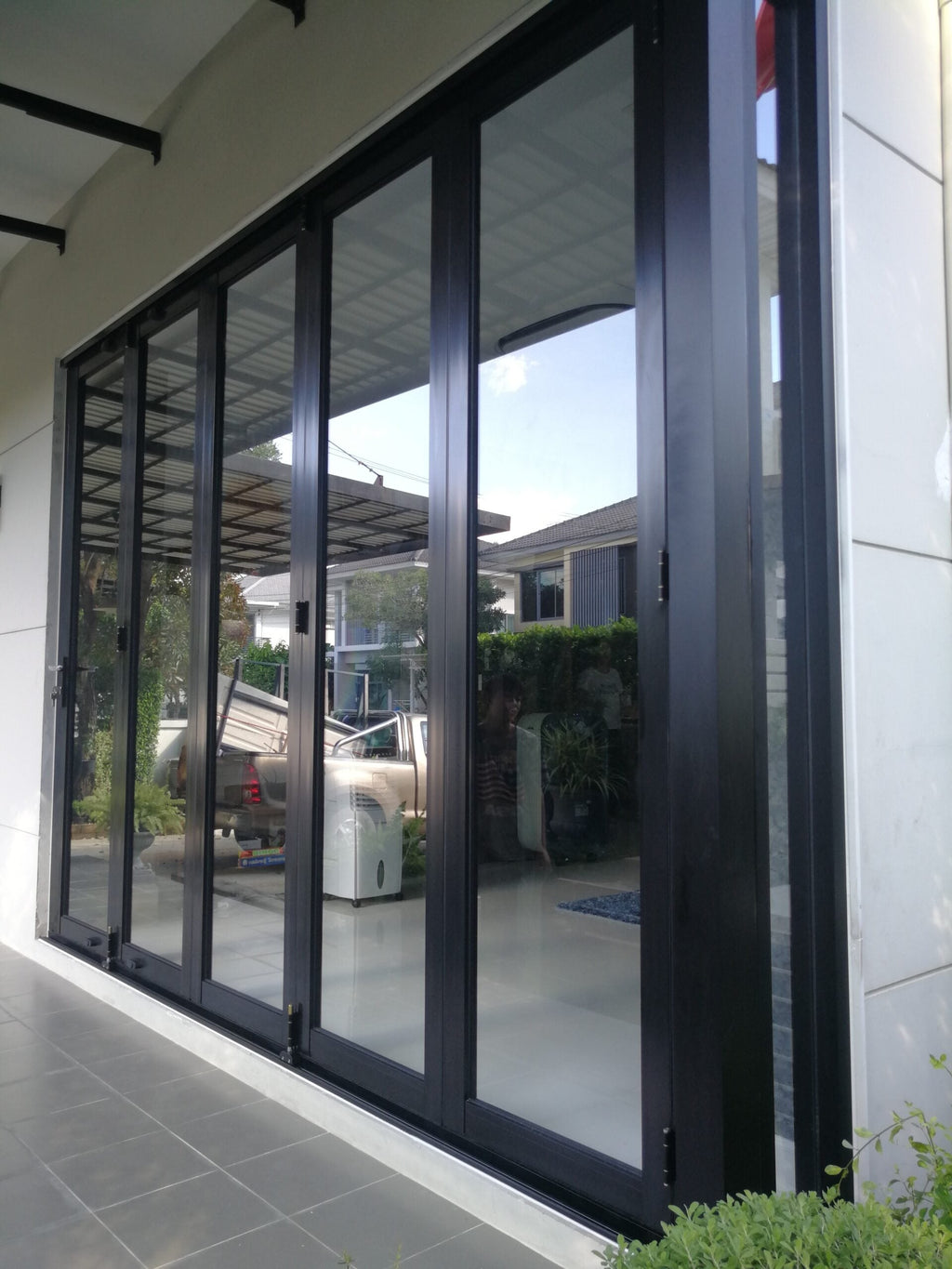 Aluminum Bifold Door 144"Wx80"H - OUT SWING FROM EXTERIOR VIEW image 2