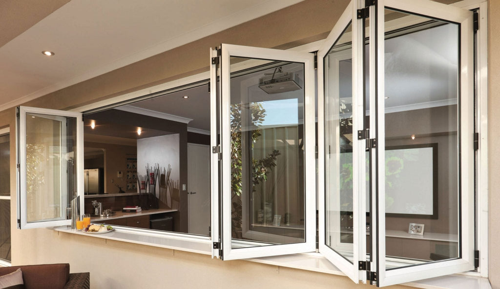 Fortune Ways Aluminum Bifold Window 96"Wx48"H - OUT SWING FROM EXTERIOR VIEW image 1