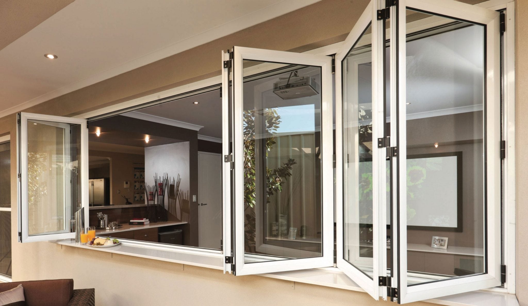 Fortune Ways Aluminum Bifold Window 96"Wx48"H - OUT SWING FROM EXTERIOR VIEW image 1