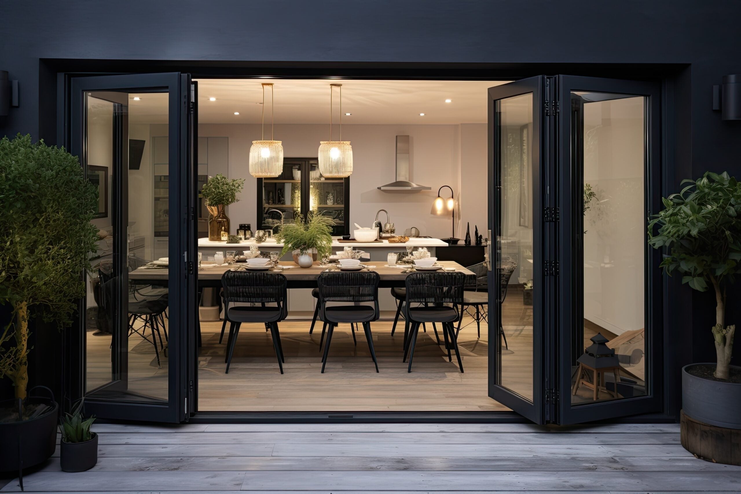 Aluminum Bifold Door 168"Wx96"H - OUT SWING FROM EXTERIOR VIEW image 4