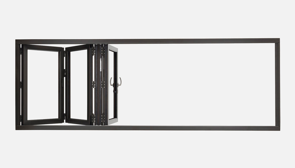 Fortune Ways Aluminum Bifold Window 96"Wx36"H - OUT SWING FROM EXTERIOR VIEW image