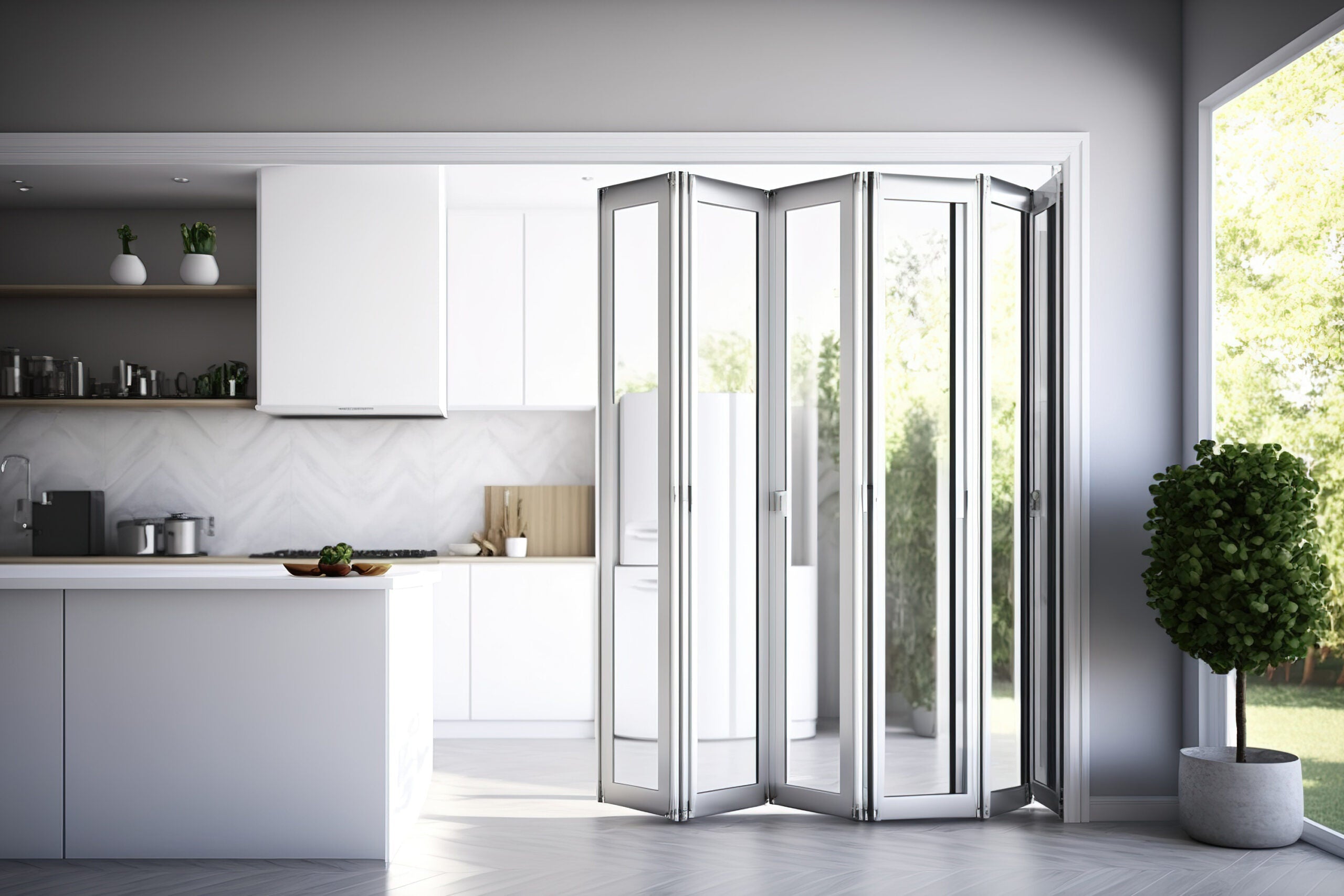 Aluminum Bifold Door 192"Wx96"H - OUT SWING FROM EXTERIOR VIEW image 11