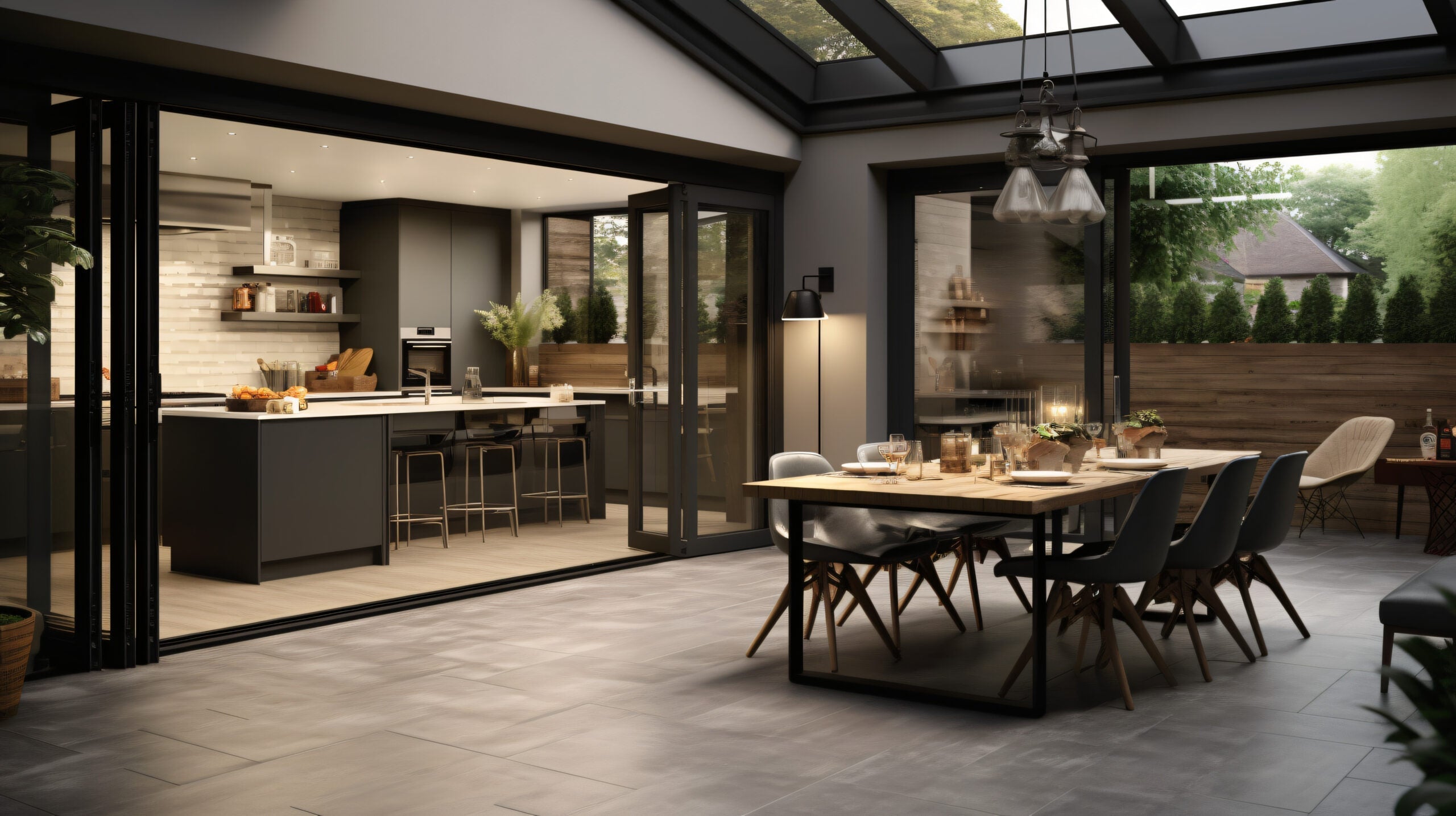 Aluminum Bifold Door 192"Wx80"H - OUT SWING FROM EXTERIOR VIEW image 2