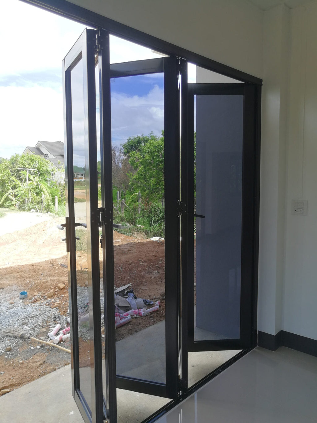 Aluminum Bifold Door 144"Wx80"H - OUT SWING FROM EXTERIOR VIEW image 9