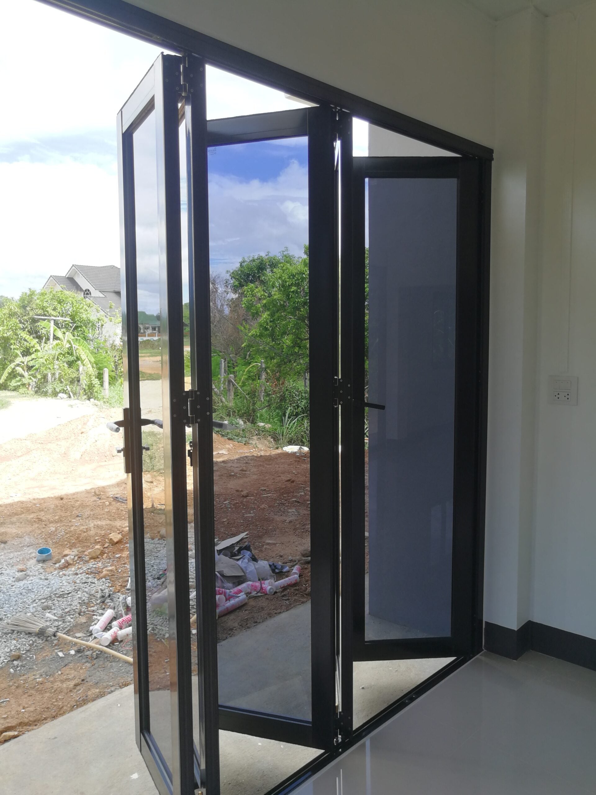 Aluminum Bifold Door 144"Wx80"H - OUT SWING FROM EXTERIOR VIEW image 9