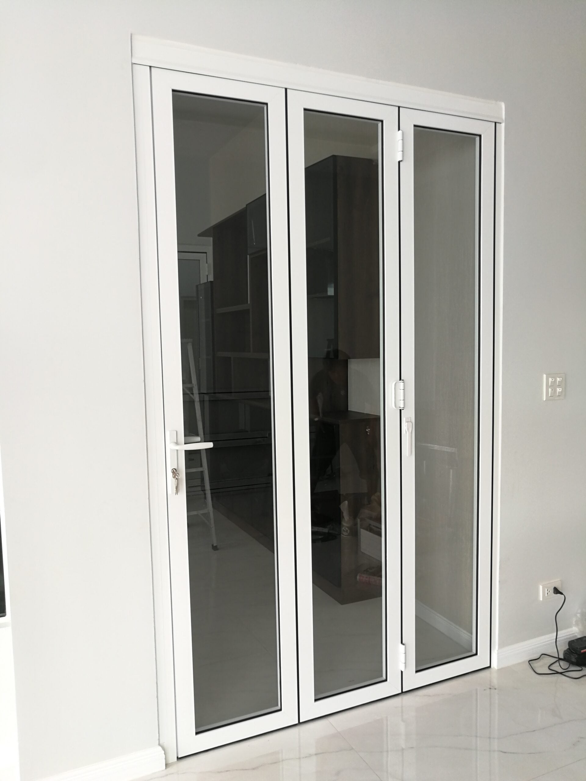 Aluminum Bifold Door 108"Wx80"H - OUT SWING FROM EXTERIOR VIEW image 4